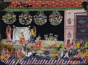 Wedding Procession- Bride Under a Canopy with Gifts. Circa 1800 India, West Bengal, Murshidabad, circa 1800 Drawings; watercolors Opaque watercolor on mica Gift of Miss Gertrude McCheyne (37.28.9) South and Southeast Asian Art